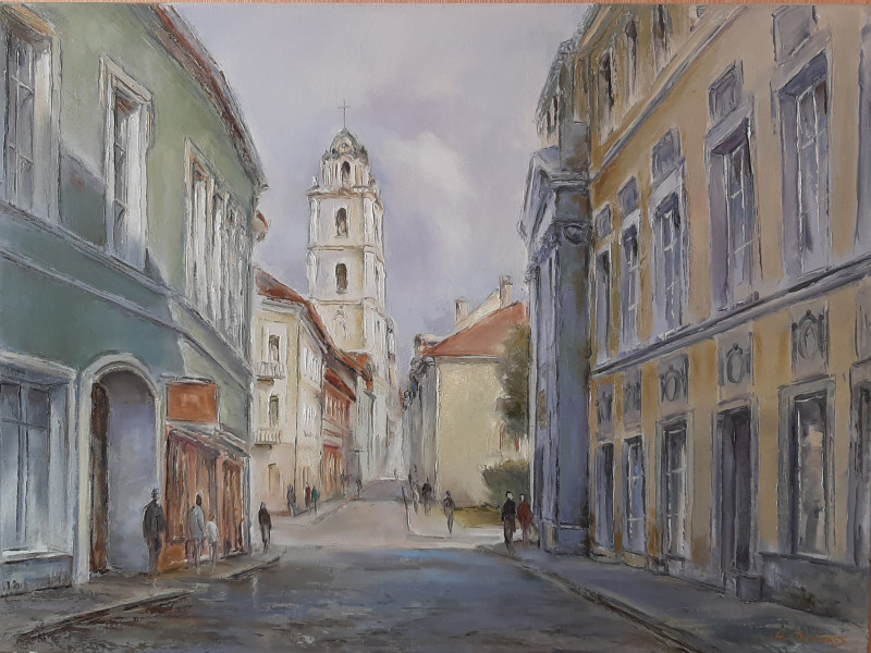 St. Johns Tower original painting by Aleksandras Lysiukas. Urbanistic - Cityscape