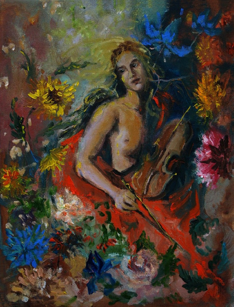 Rasa Staskonytė tapytas paveikslas Muzika gėlėms, Tapyba aliejumi , paveikslai internetu