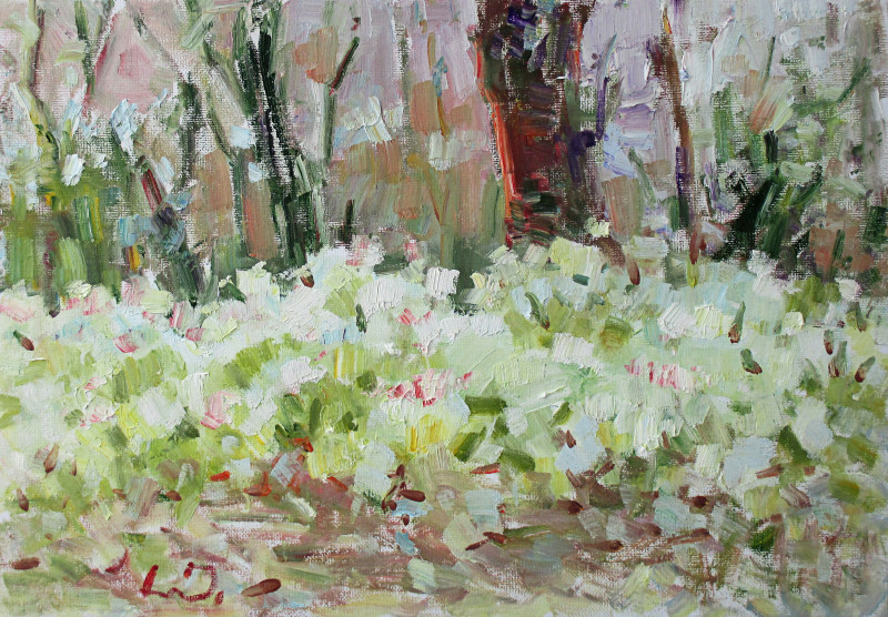 Blooming in Forest original painting by Liudvikas Daugirdas. Landscapes