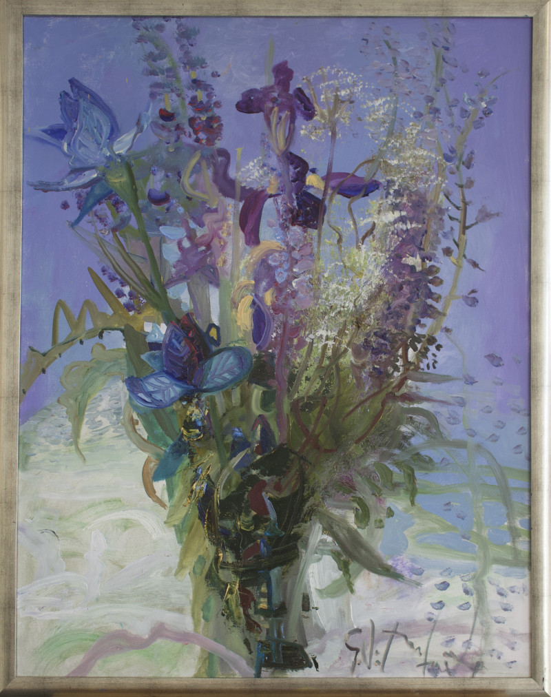 Still Life with Lupins and Irises original painting by Gražina Vitartaitė. Flowers