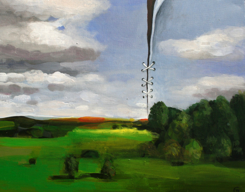 Giedra Purlytė tapytas paveikslas Susiūti debeys, Peizažai , paveikslai internetu