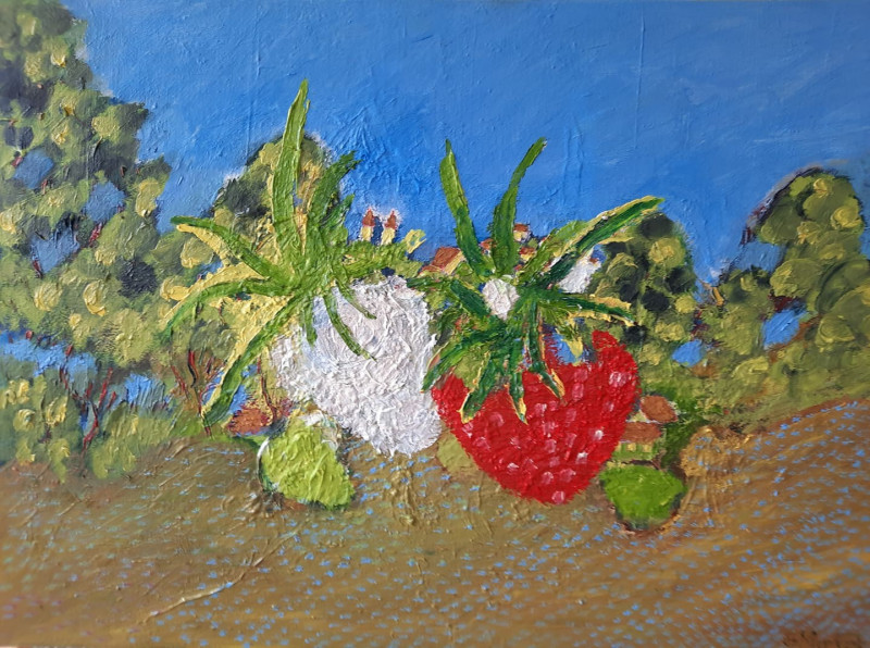 Strawberries original painting by Gitas Markutis. Still-Life
