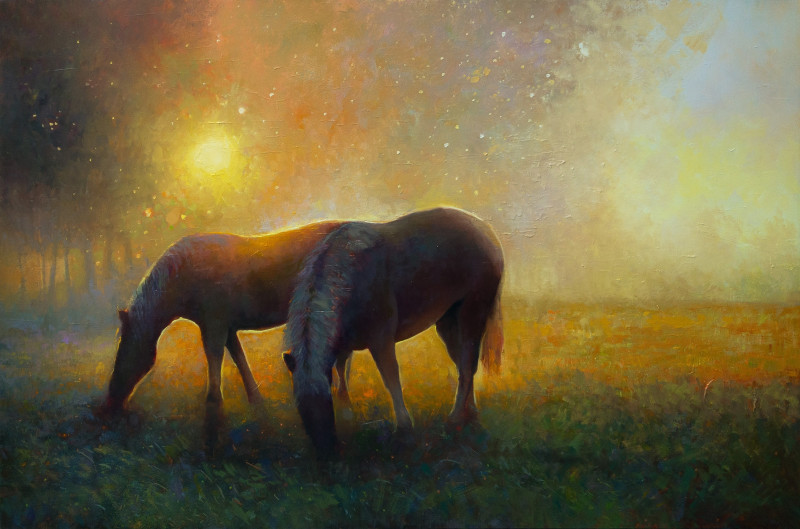 Morning Rays original painting by Aleksandr Jerochin. Animalistic Paintings