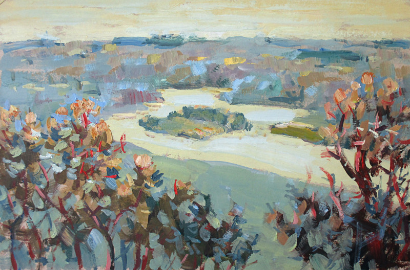 Kernavė. River Valley View original painting by Liudvikas Daugirdas. Home