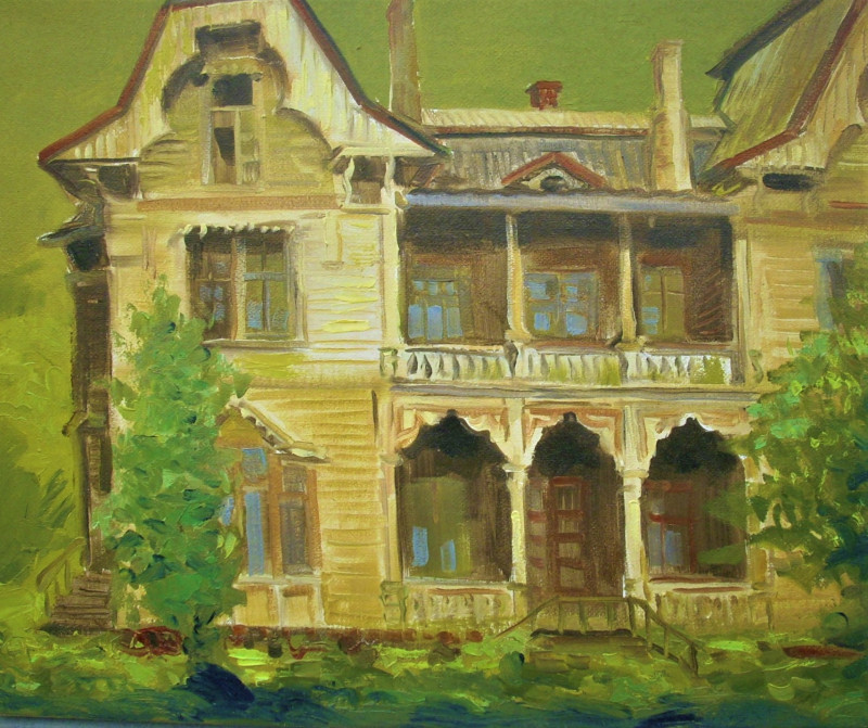 Captain Vade's Palace original painting by Vidmantas Jažauskas. Urbanistic - Cityscape