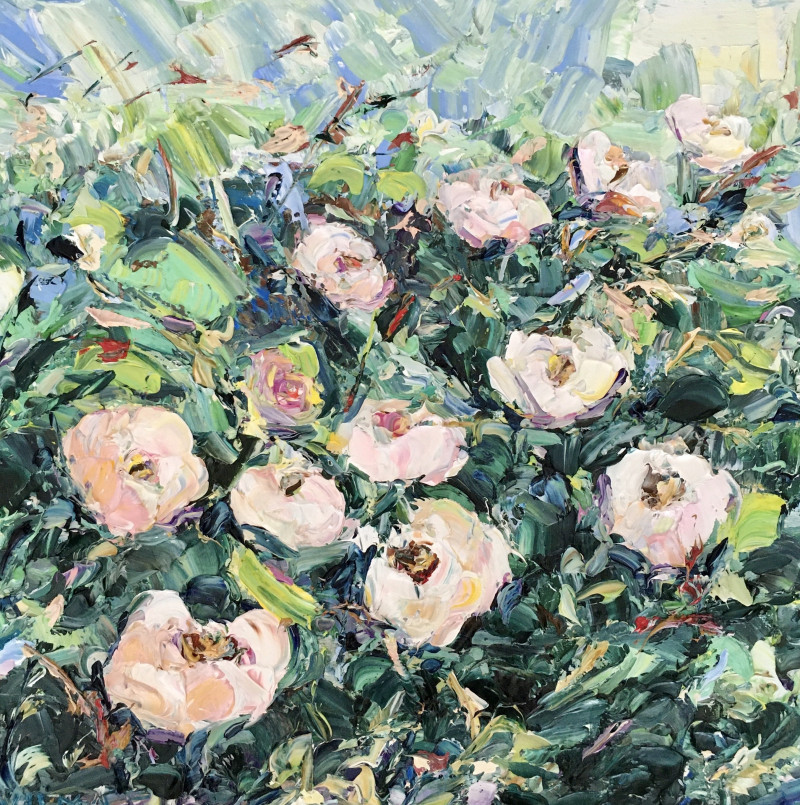 Roses in the Garden original painting by Vilma Gataveckienė. Miniature