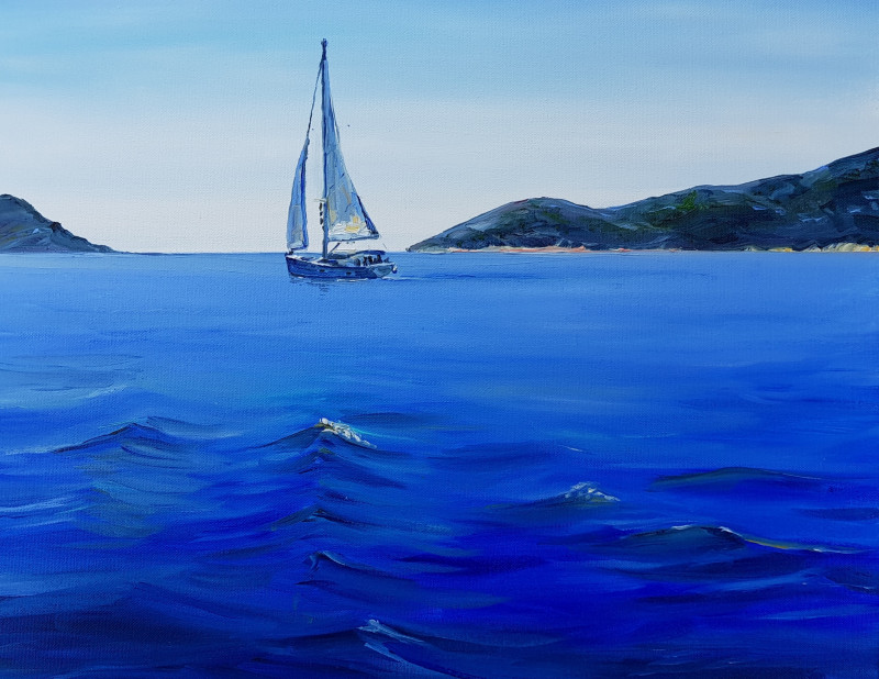 Adriatic Sea original painting by Diana Zviedrienė. Home