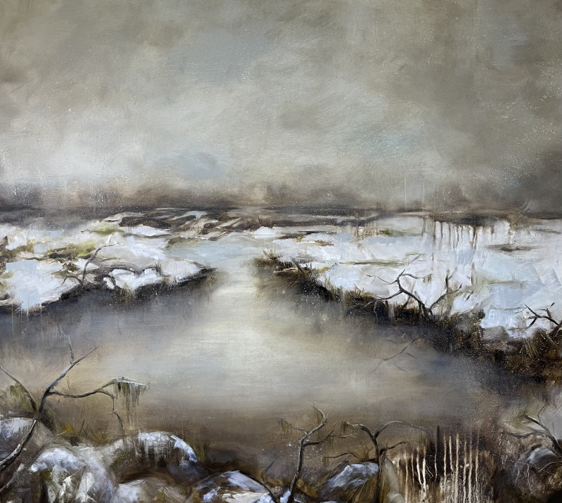 Winter landscape original painting by Daiva Karaliūtė. Landscapes