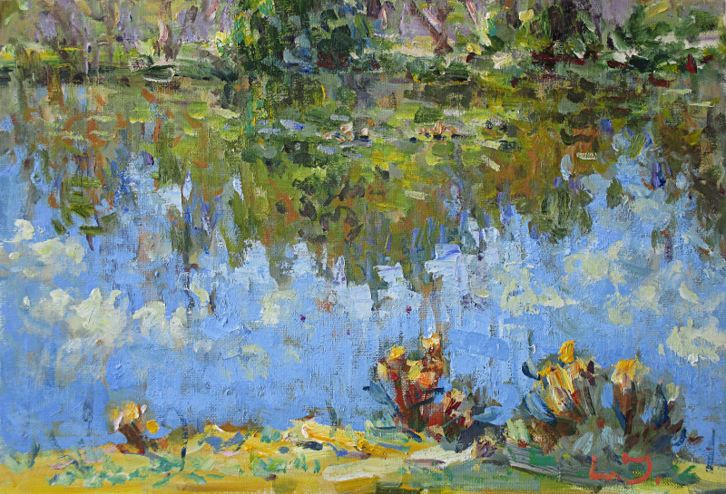 Liudvikas Daugirdas tapytas paveikslas Prie ežero, Miniatiūros - Maži darbai , paveikslai internetu