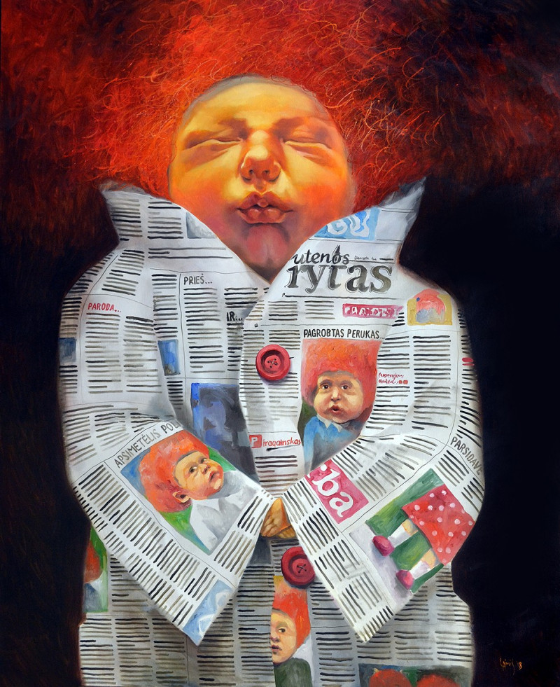 The Son of a Media Magnate original painting by Laimonas Šmergelis. Paintings With People