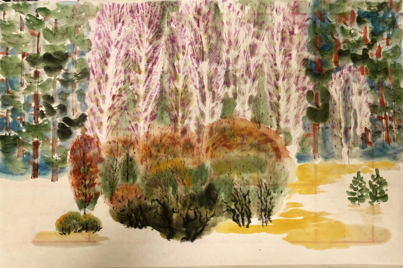 Ina Savickienė tapytas paveikslas Miško užuolaida, Peizažai , paveikslai internetu