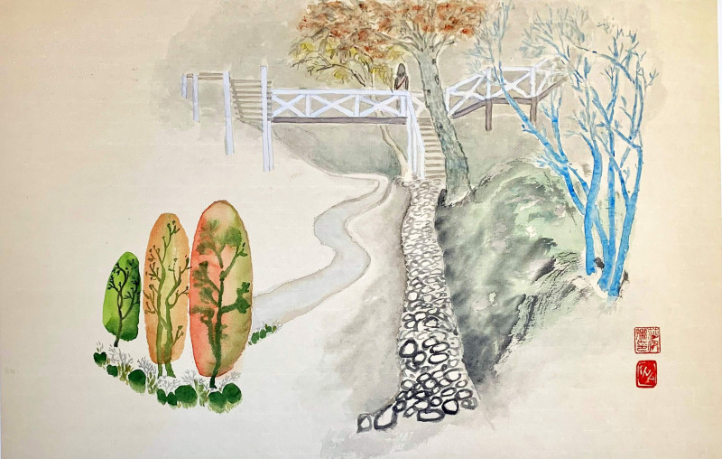 Ina Savickienė tapytas paveikslas Baltas tiltelis, Peizažai , paveikslai internetu