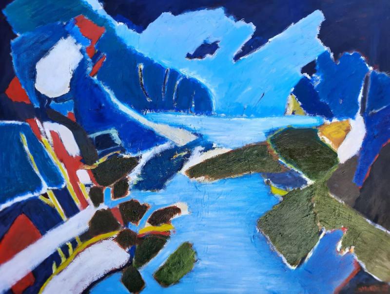 Blue Lake original painting by Gitas Markutis. Abstract Paintings