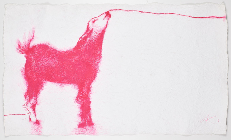 Aušra Kleizaitė tapytas paveikslas Ružava ožkela ir šniūras, Animalistiniai paveikslai , paveikslai internetu
