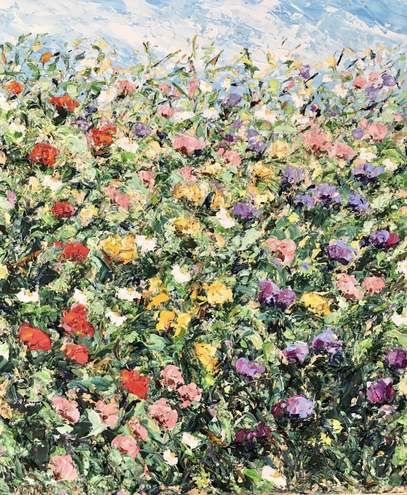 Vilma Gataveckienė tapytas paveikslas Colorful flowers II, Gėlės , paveikslai internetu