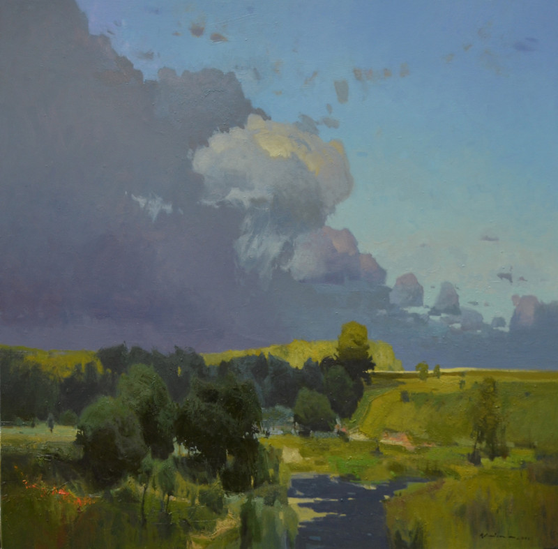 Rainy Evening original painting by Vytautas Laisonas. Landscapes