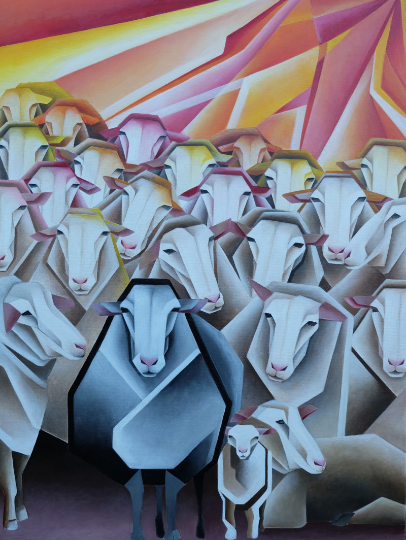 Kristina Šaudinytė tapytas paveikslas Juoda avis , Animalistiniai paveikslai , paveikslai internetu