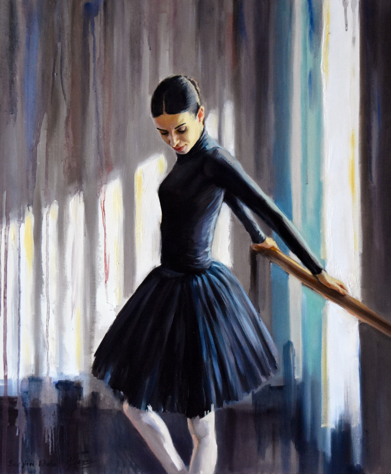 At The Ballet School original painting by Serghei Ghetiu. Dance - Music