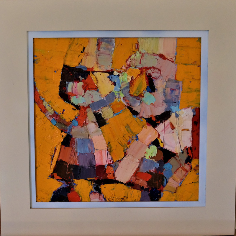 Rytas Jurgelis tapytas paveikslas Geltona diena lėlių teatre, Abstrakti tapyba , paveikslai internetu