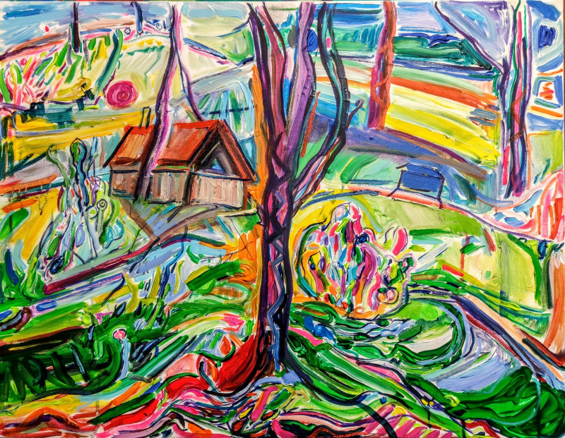 Arvydas Martinaitis tapytas paveikslas Peizažas su nameliu, Rinktiniai peizažai , paveikslai internetu