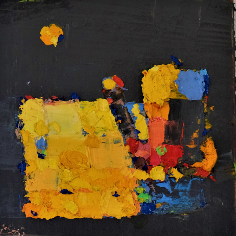 Rytas Jurgelis tapytas paveikslas Natiurmortas su geltonu, Miniatiūros - Maži darbai , paveikslai internetu