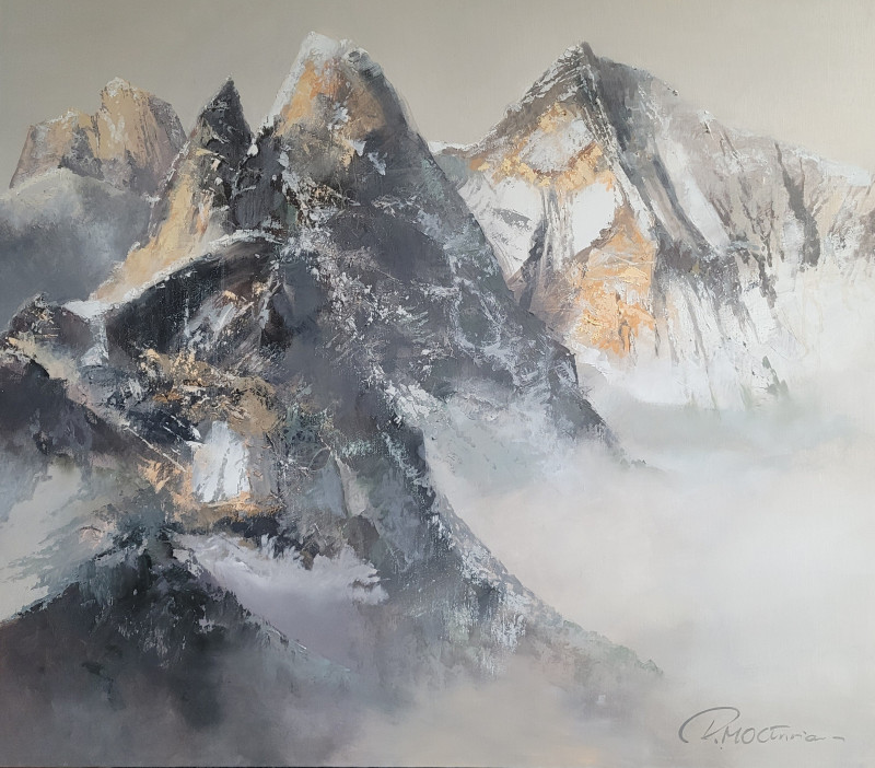 Only Mountains Are Better Than Mountains original painting by Rolandas Mociūnas. Home