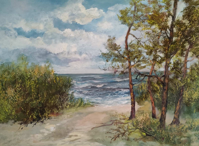 Birutė Butkienė tapytas paveikslas Pušys prie jūros, Peizažai , paveikslai internetu
