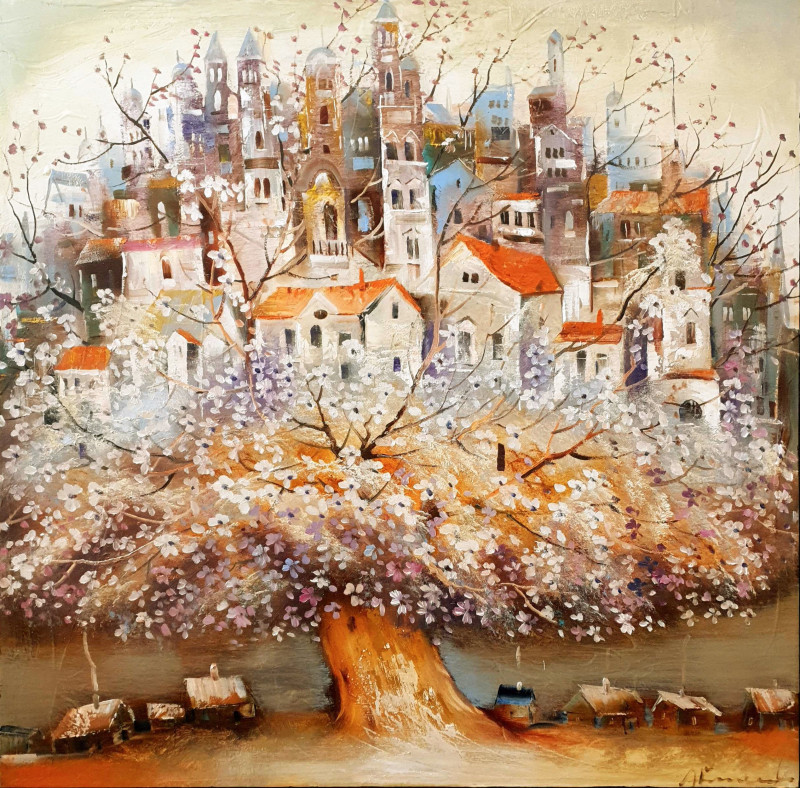 Big City original painting by Alvydas Venslauskas. Home