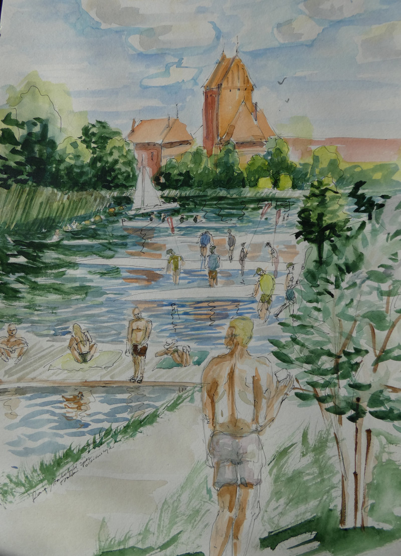Rasa Staskonytė tapytas paveikslas Trakai. Poilsiautojai, Peizažai , paveikslai internetu