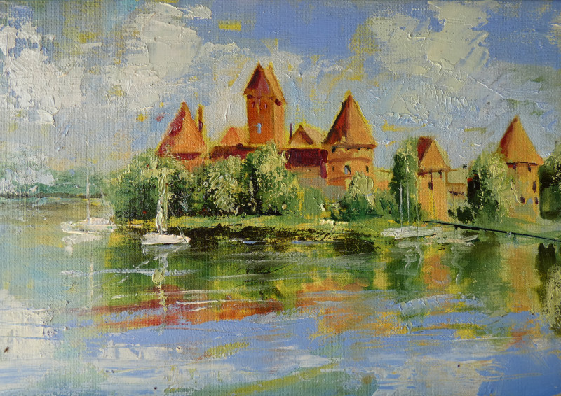 Rasa Staskonytė tapytas paveikslas Trakai. Rugpjūtis, Urbanistinė tapyba , paveikslai internetu