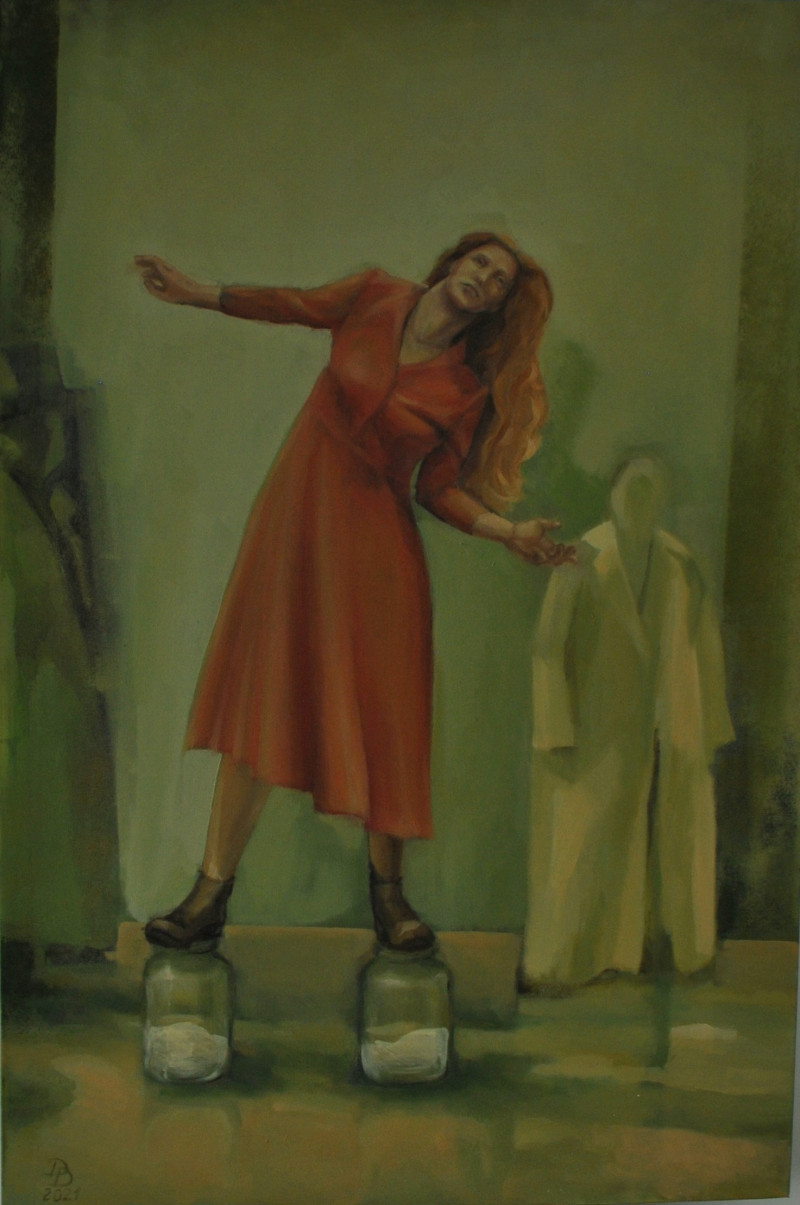 Daiva Dašenkovienė tapytas paveikslas Lotė pagal Kalės vaikus, Tapyba su žmonėmis , paveikslai internetu
