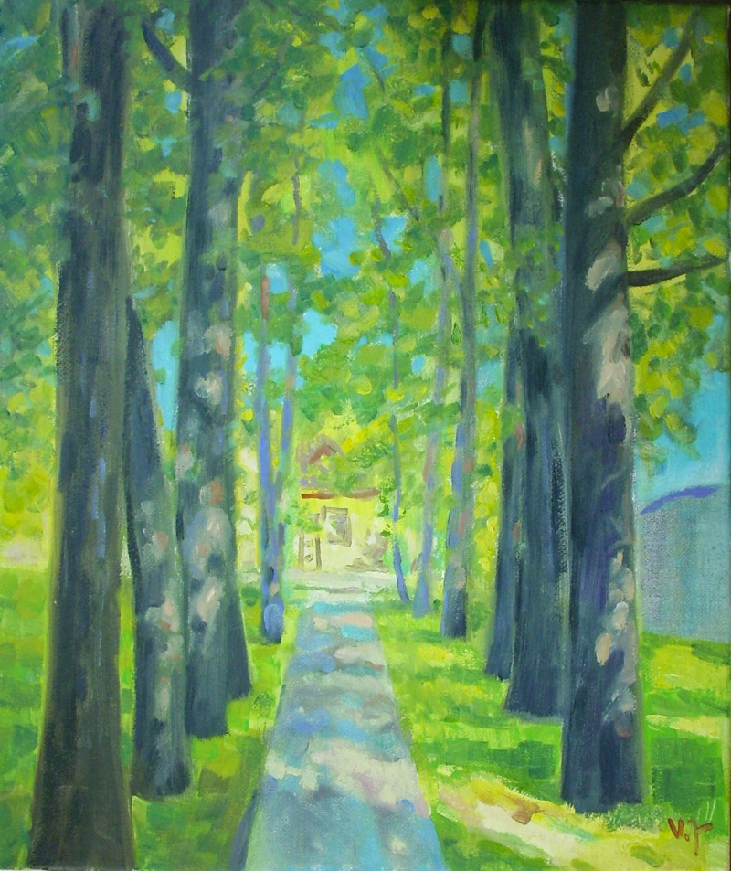 Sunny Alley original painting by Vidmantas Jažauskas. Landscapes