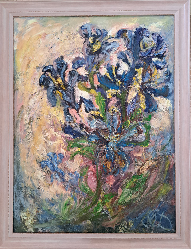Areta Didžionienė tapytas paveikslas Mėlynoji puokštė, Gėlės , paveikslai internetu