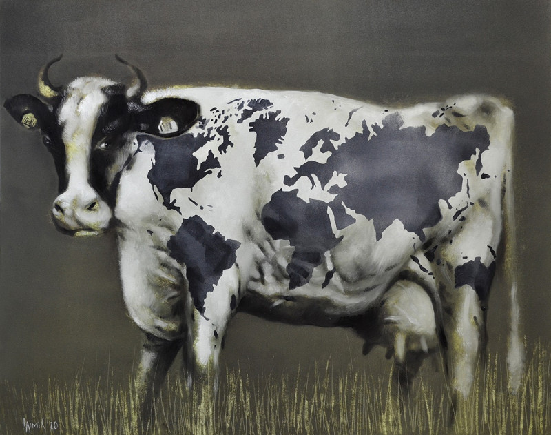 Laimonas Šmergelis tapytas paveikslas Pasaulinis pieno tiekimas, Animalistiniai paveikslai , paveikslai internetu