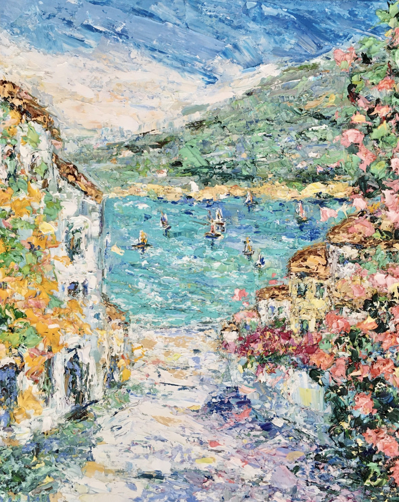 Vilma Gataveckienė tapytas paveikslas Day at lake Garda, Peizažai , paveikslai internetu