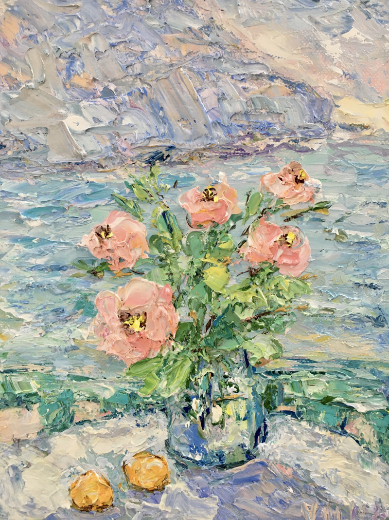 In summer original painting by Vilma Gataveckienė. Flowers