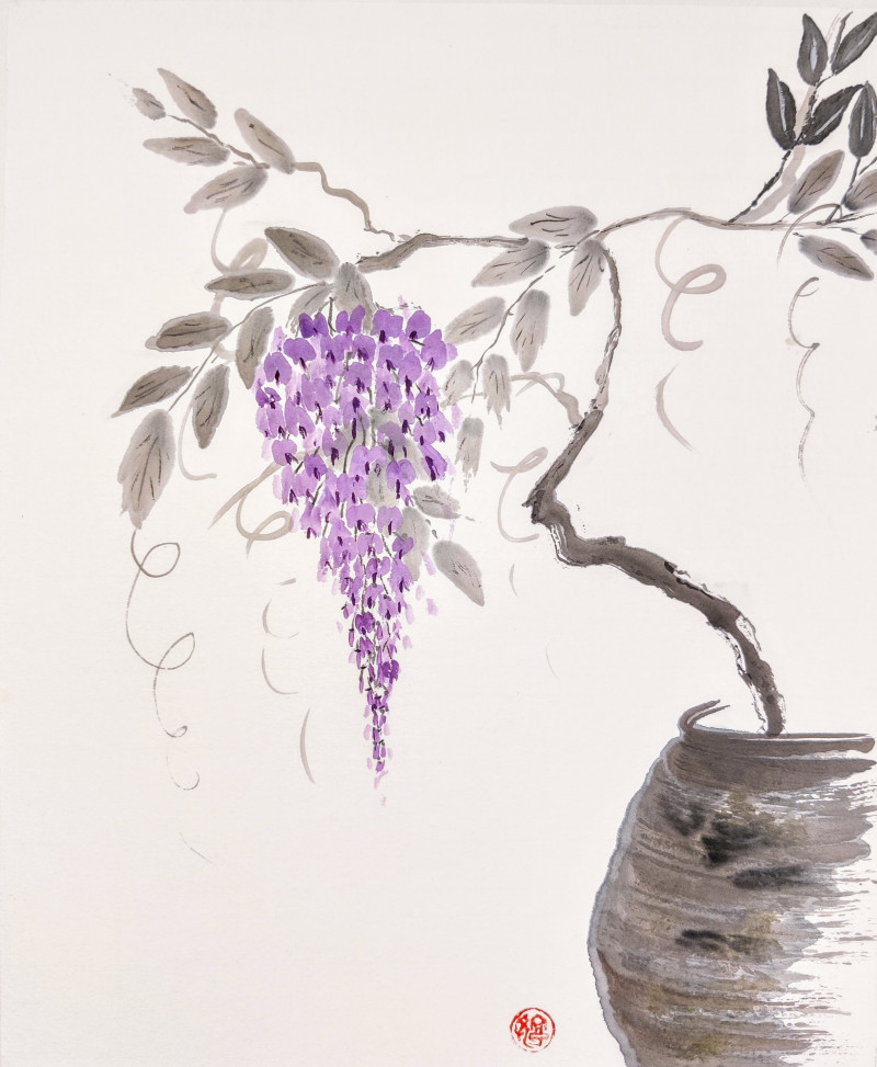 Indrė Beinartė tapytas paveikslas Visterija, Gėlės , paveikslai internetu