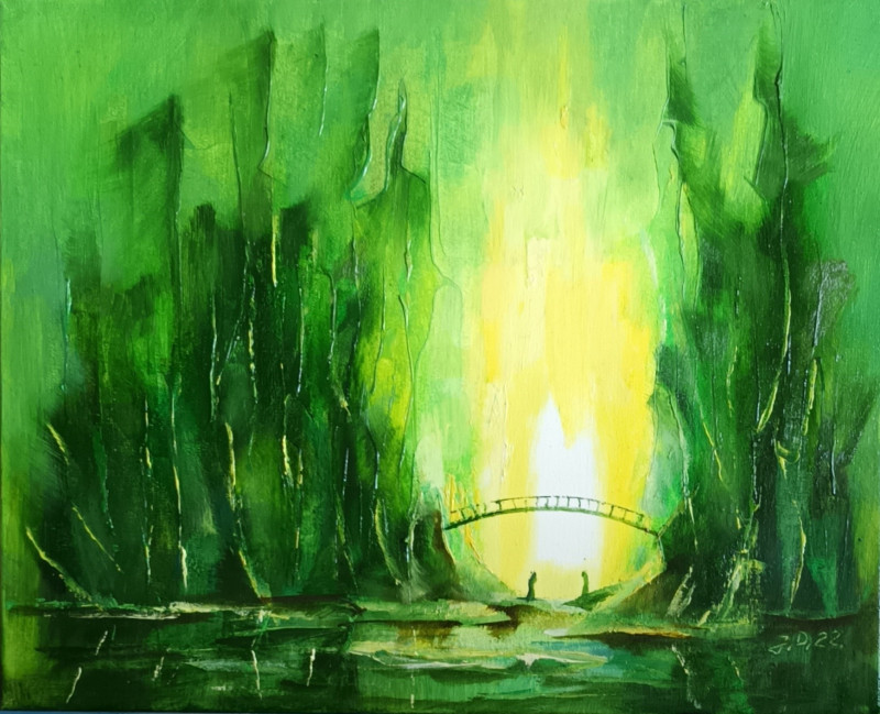 Green original painting by Jonas Dailidėnas. Freed Fantasy