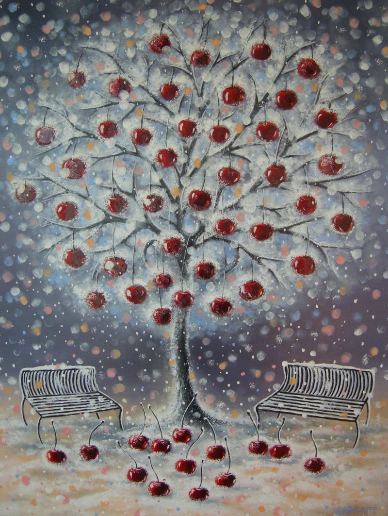 Viktorija Labinaitė tapytas paveikslas Žiemos vyšnia, Peizažai , paveikslai internetu