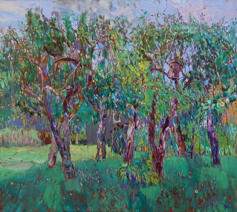 Apple Trees in the Garden original painting by Šarūnas Šarkauskas. Landscapes