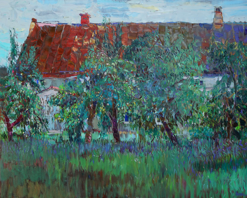 Garden, Noreikiškės original painting by Šarūnas Šarkauskas. Landscapes