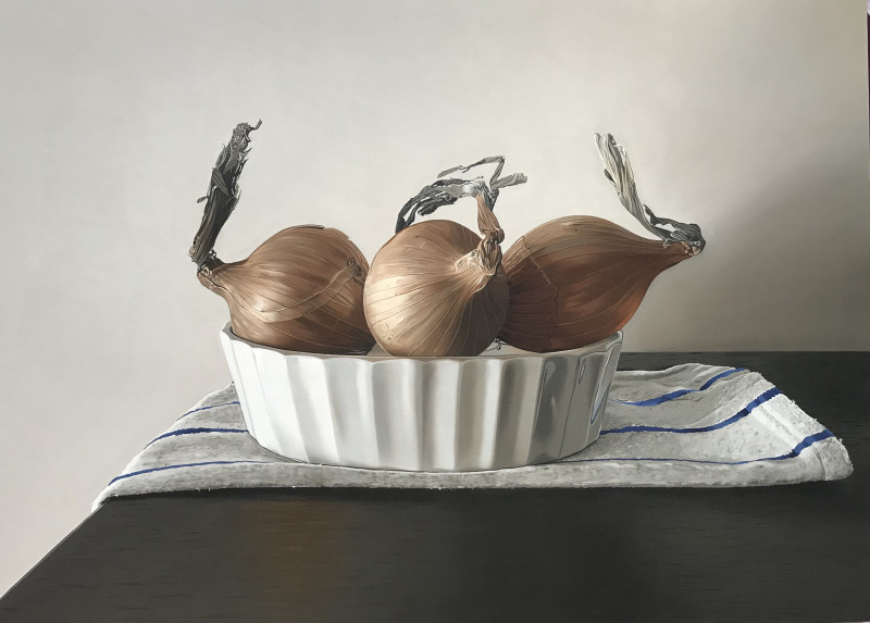 Onions original painting by Andrej Cesiulevič. Still-Life