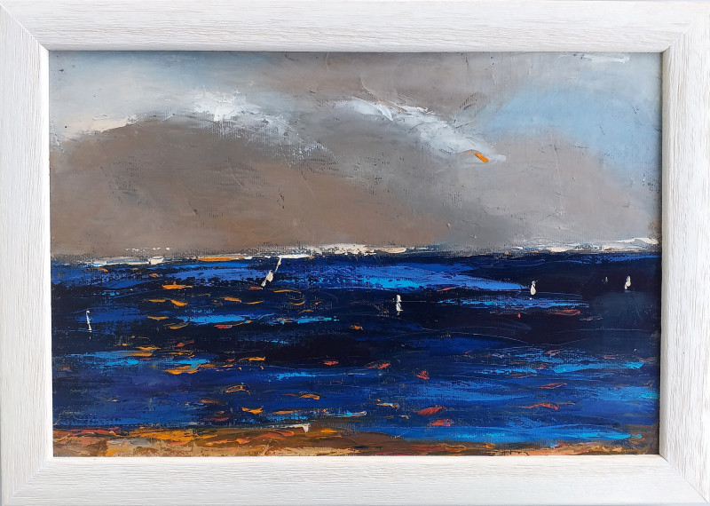 Kęstutis Jauniškis tapytas paveikslas Audringa jūra, Miniatiūros - Maži darbai , paveikslai internetu