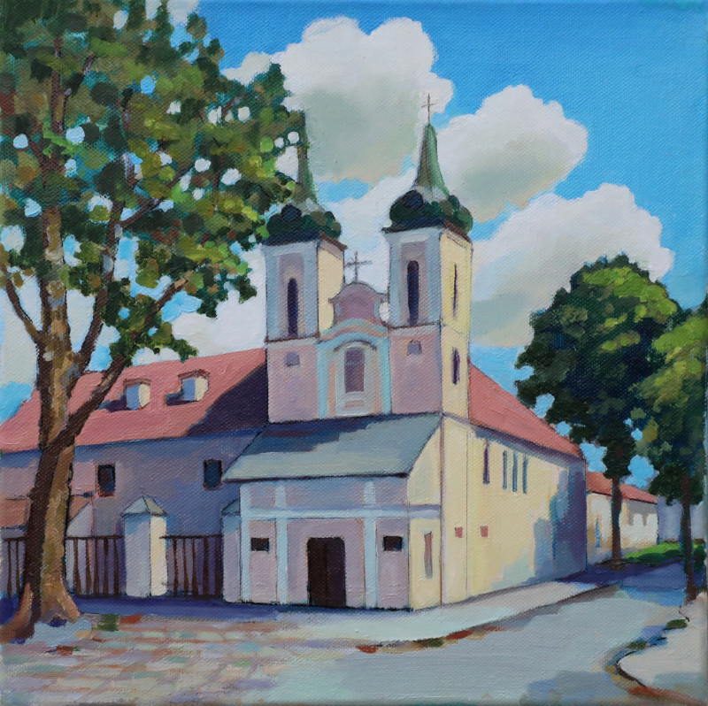 St. Cross Church. Vilnius original painting by Rima Rusinova. Urbanistic - Cityscape