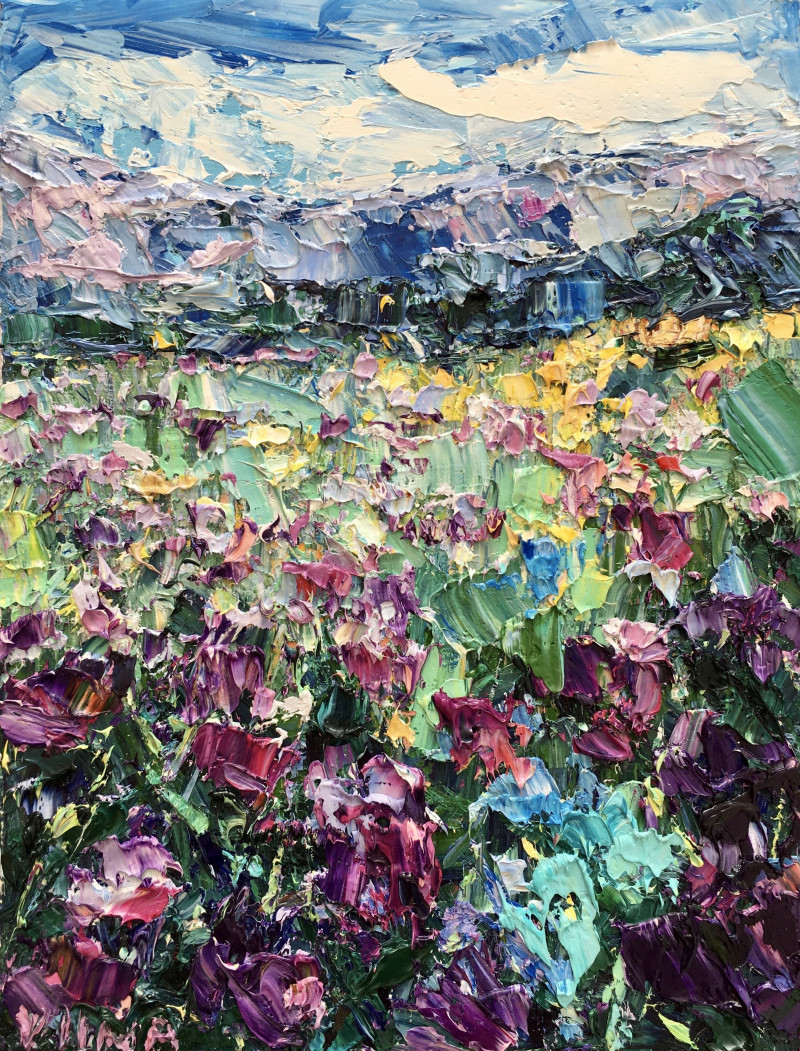 Vilma Gataveckienė tapytas paveikslas Lavender Field, Gėlės , paveikslai internetu